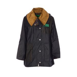 Barbour X Ganni Women Hooded Tartan Duffle Wax Jacket